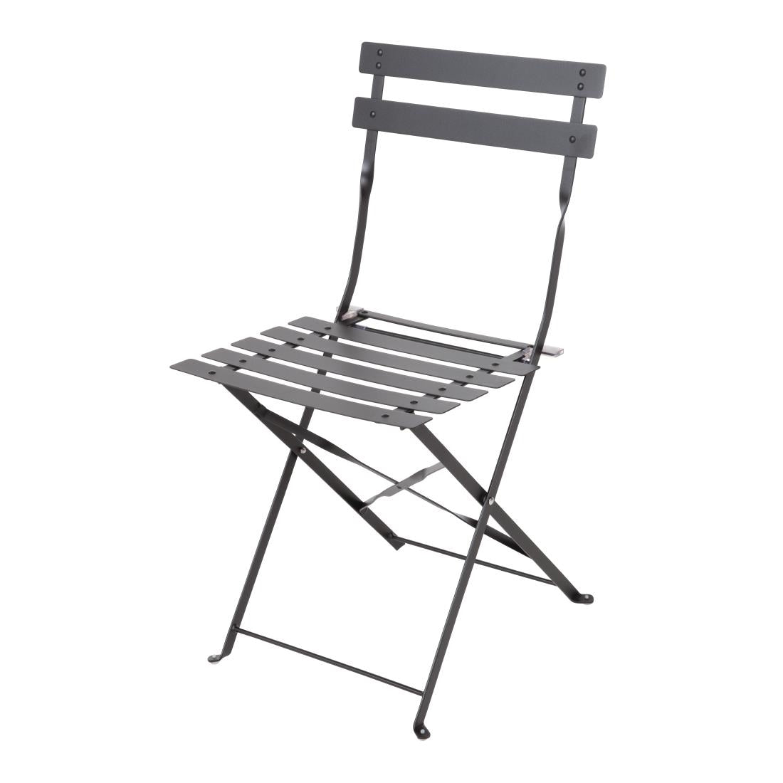 Bolero Perth Black Pavement Style Steel Folding Chairs (2 Pack)