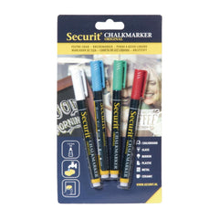 Securit 2mm Liquid Chalk Pens Assorted Colours (4 Pack)