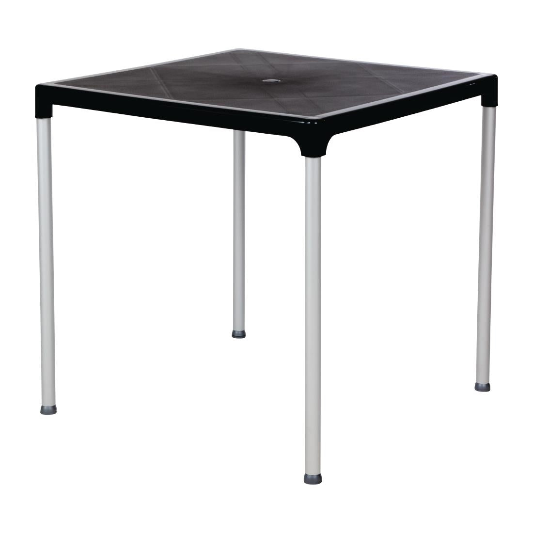 Black Square Table with Aluminium Legs 750mm