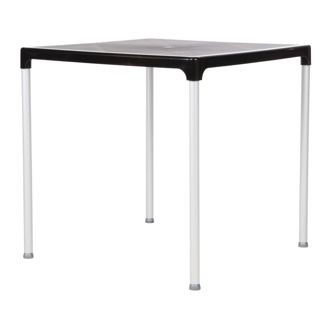 Black Square Table with Aluminium Legs 750mm