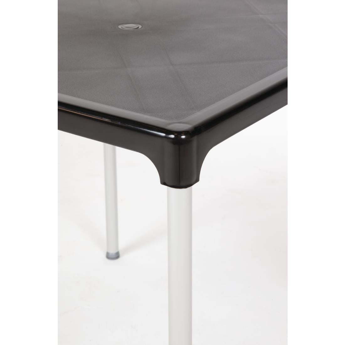 Black Square Table with Aluminium Legs 750mm
