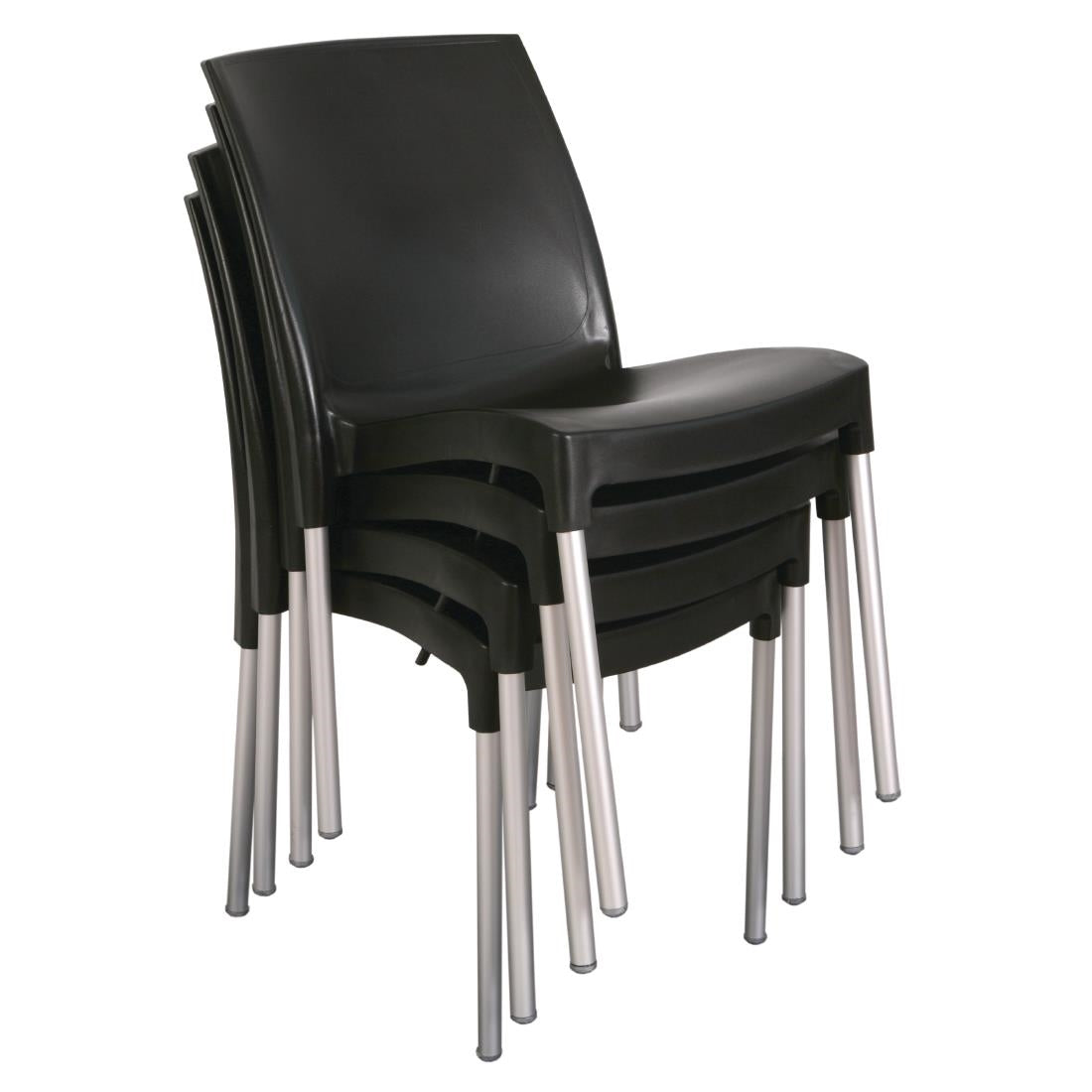 Stacking Bistro Side Chairs Black (4 Pack)