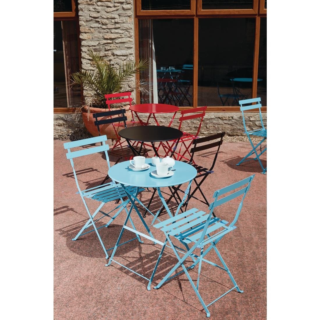 Bolero Perth Blue Pavement Style Steel Table Round 600mm