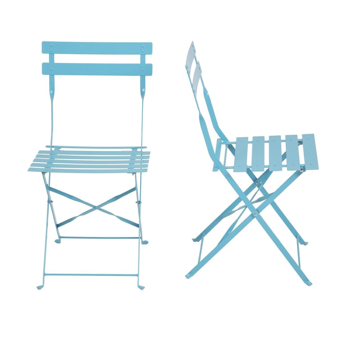 Bolero Perth Blue Pavement Style Steel Folding Chairs (2 Pack)