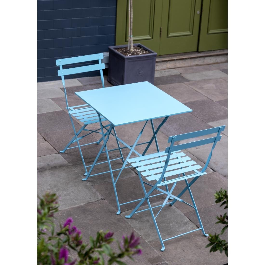 Bolero Perth Blue Pavement Style Steel Folding Chairs (2 Pack)
