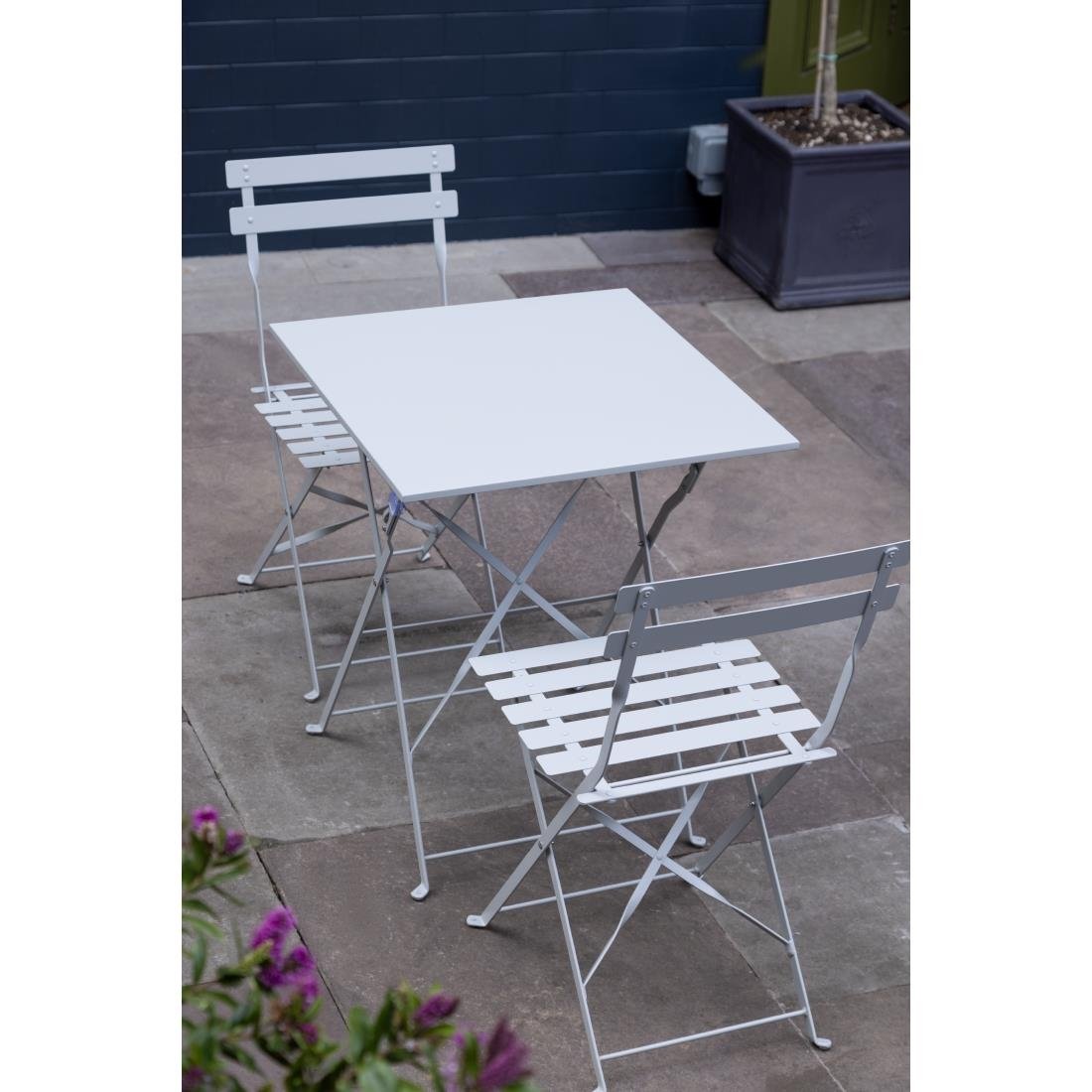 Bolero Perth Grey Pavement Style Steel Folding Chairs (2 Pack)