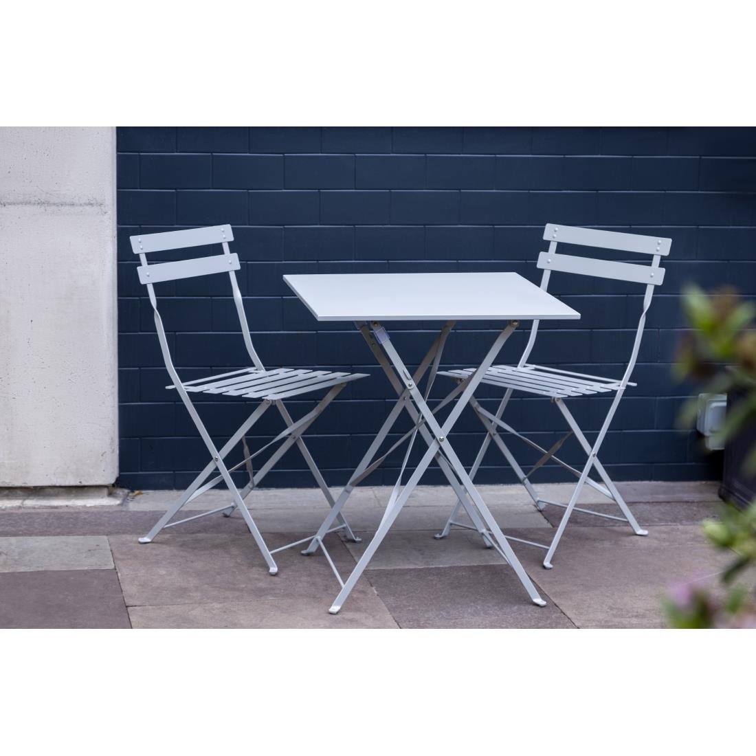 Bolero Perth Grey Pavement Style Steel Folding Chairs (2 Pack)
