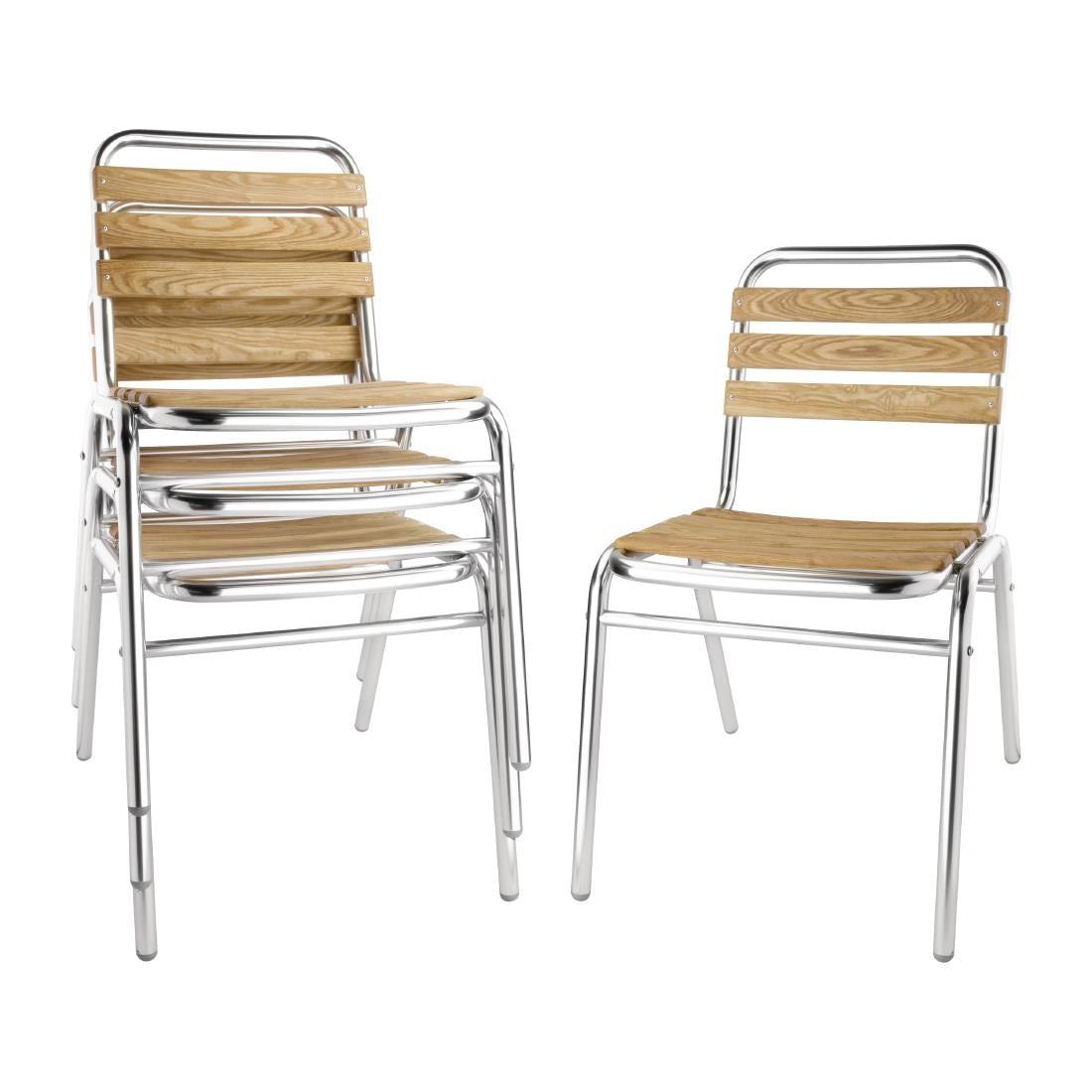 Bolero Aluminium & Ash Bistro Side Chairs (4 Pack)