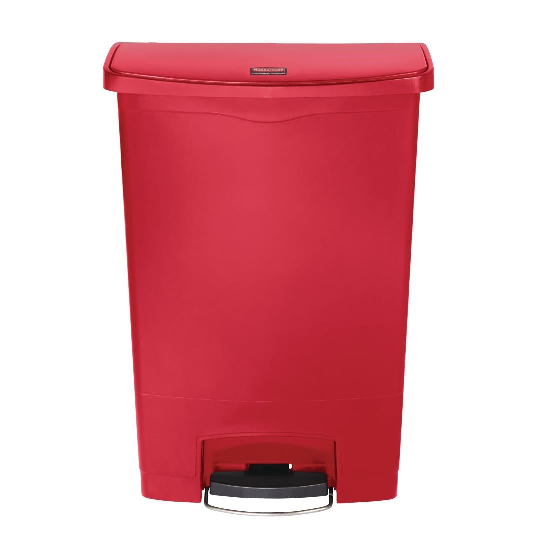 Rubbermaid Slim Jim Front Step-On Pedal Bin Red 90Ltr