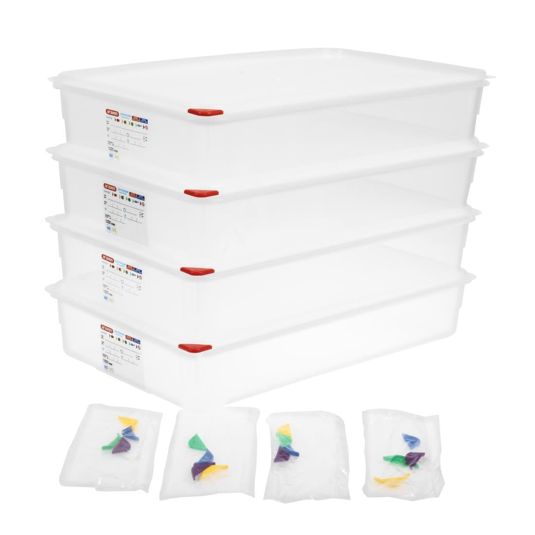 Araven Polypropylene 1/1 Gastronorm Food Containers 13.7Ltr with Lid (4 Pack)