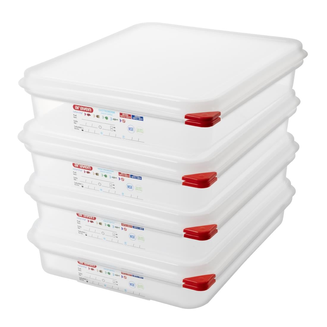 Araven Polypropylene 1/2 Gastronorm Food Containers 4Ltr (4 Pack)