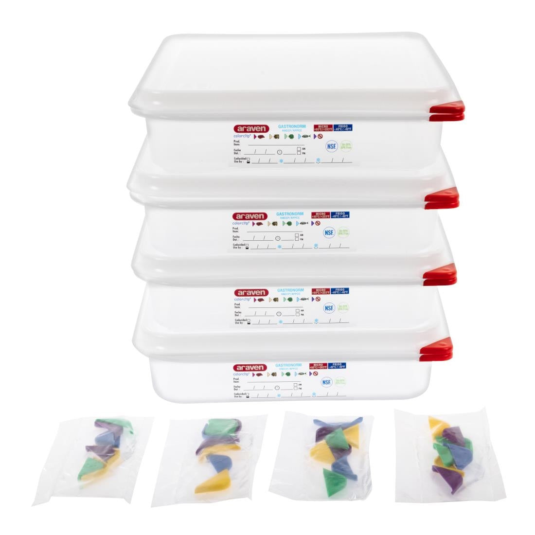 Araven Polypropylene 1/2 Gastronorm Food Containers 4Ltr (4 Pack)