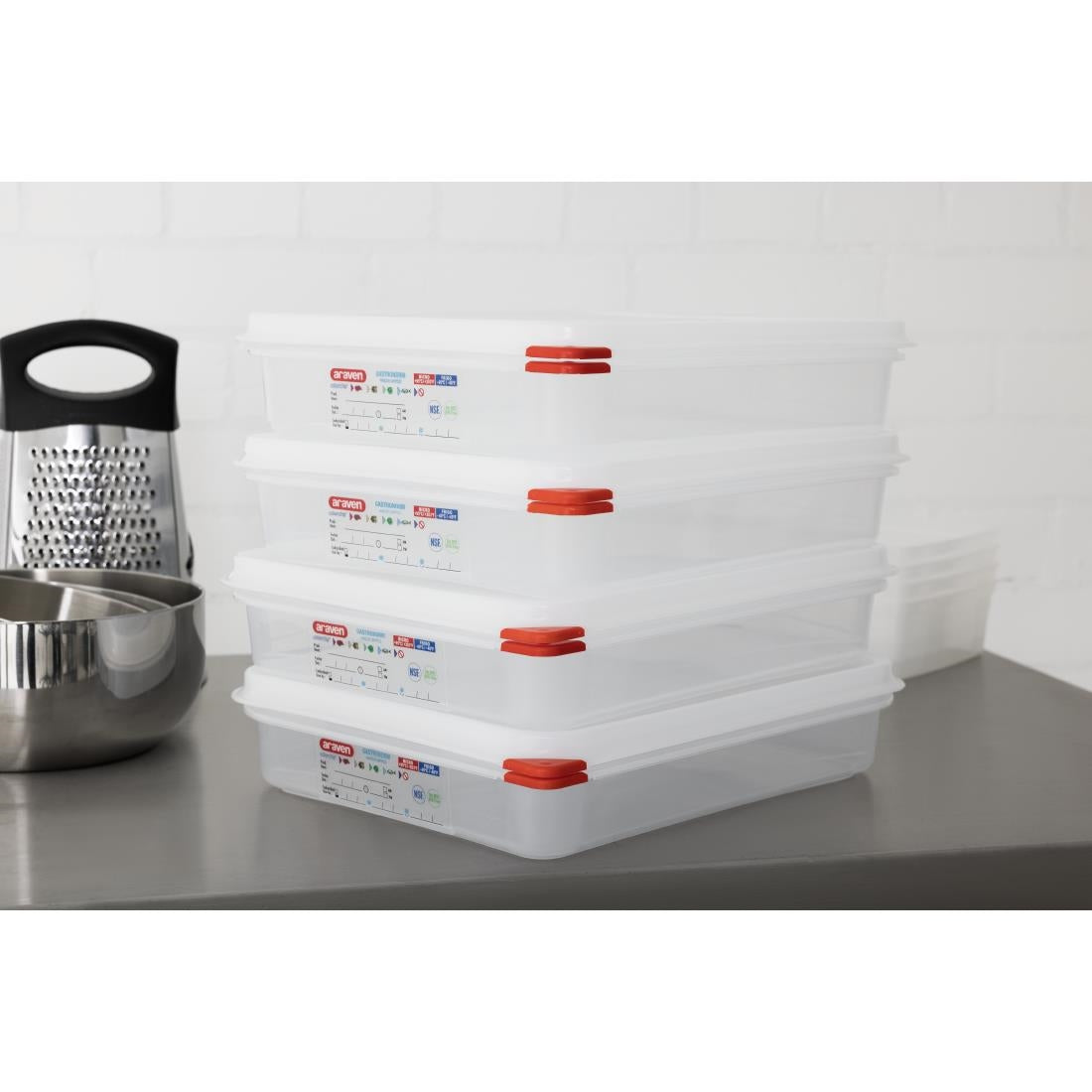 Araven Polypropylene 1/2 Gastronorm Food Containers 4Ltr (4 Pack)