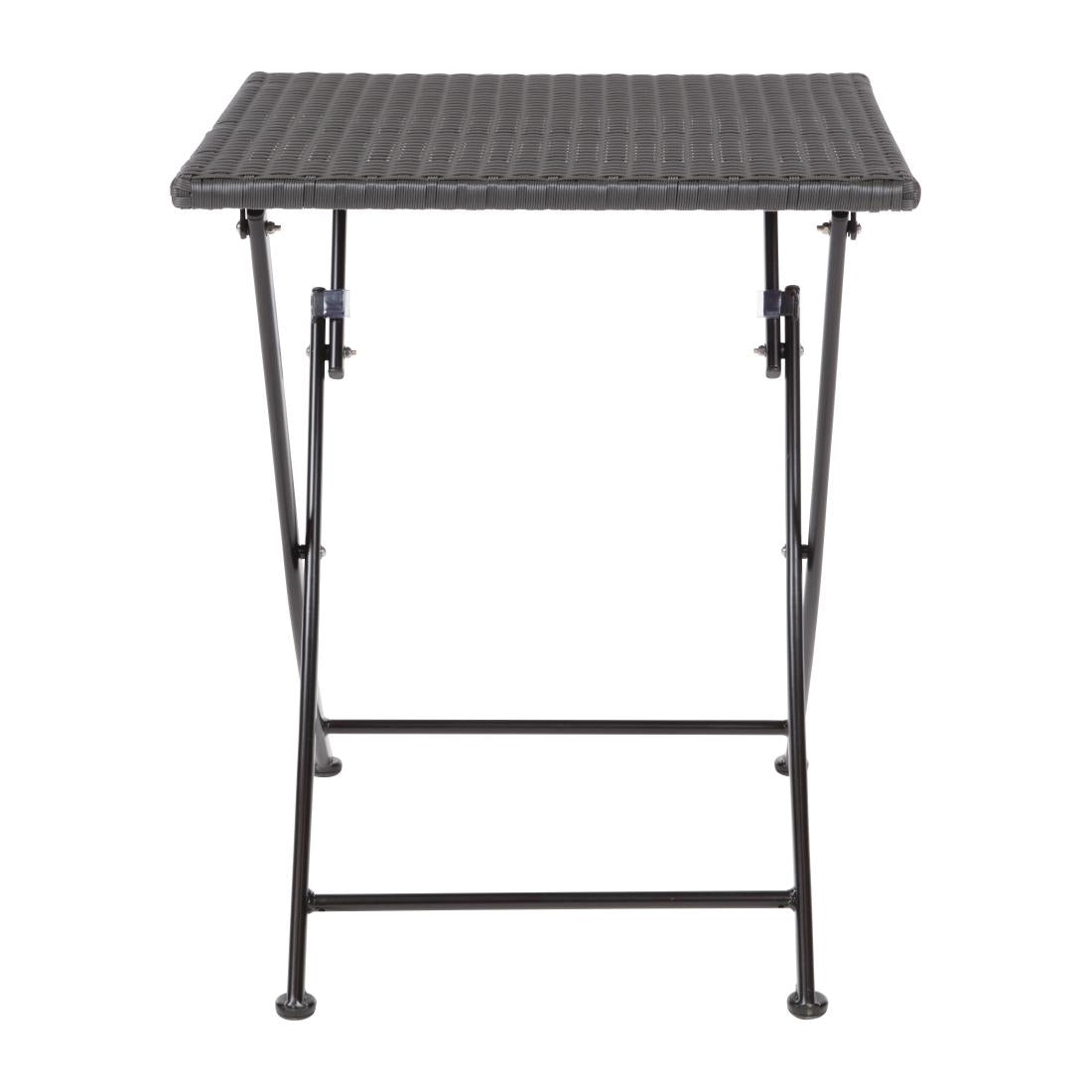 Bolero Square PE Wicker Folding Table Black 600mm