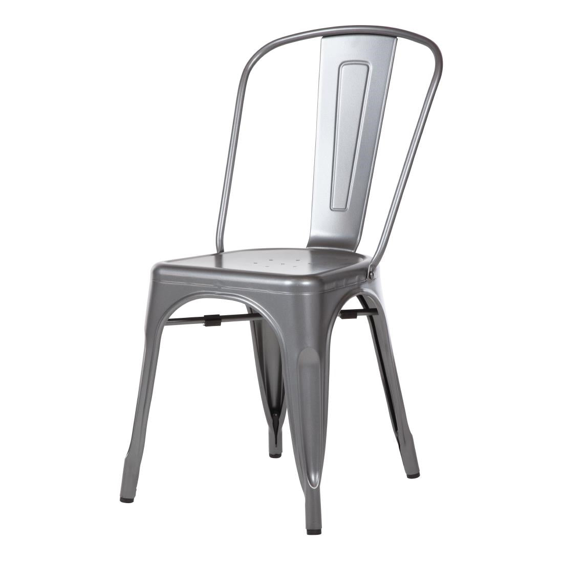 Bolero Bistro Steel Side Chairs Gun Metal Grey (4 Pack)