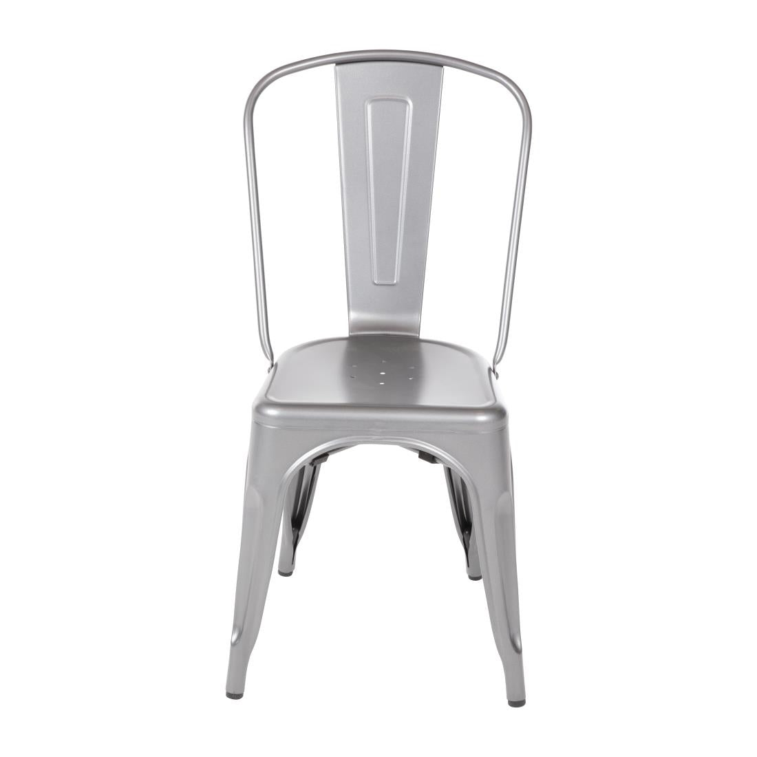 Bolero Bistro Steel Side Chairs Gun Metal Grey (4 Pack)