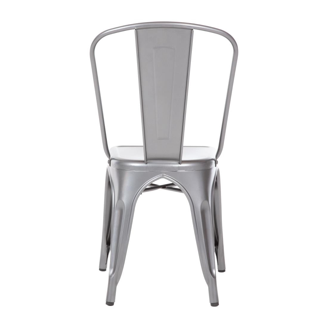 Bolero Bistro Steel Side Chairs Gun Metal Grey (4 Pack)
