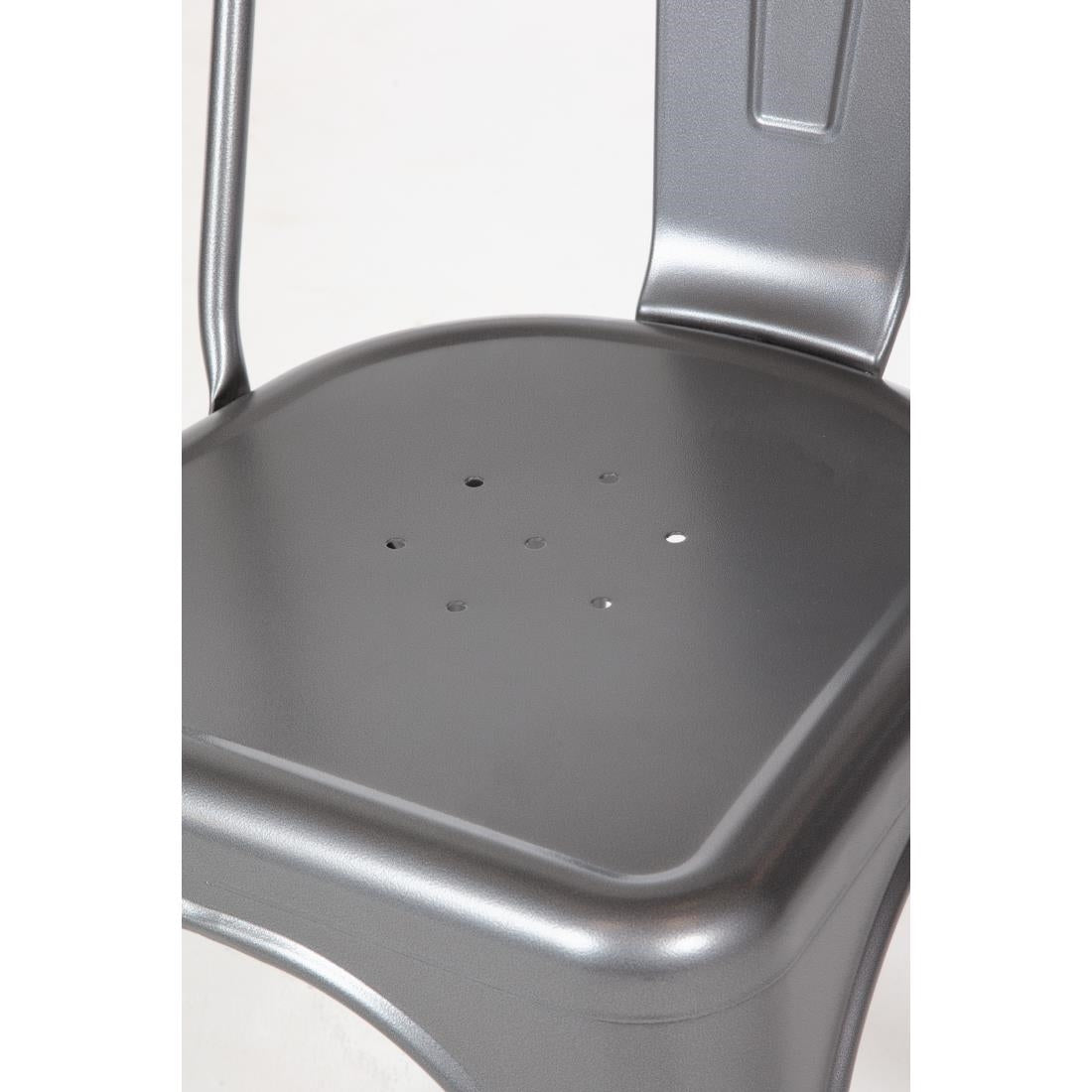 Bolero Bistro Steel Side Chairs Gun Metal Grey (4 Pack)