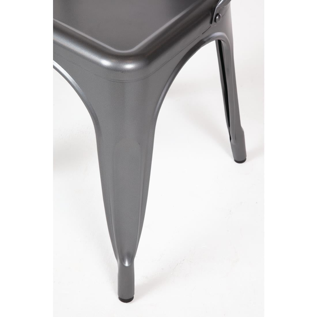 Bolero Bistro Steel Side Chairs Gun Metal Grey (4 Pack)