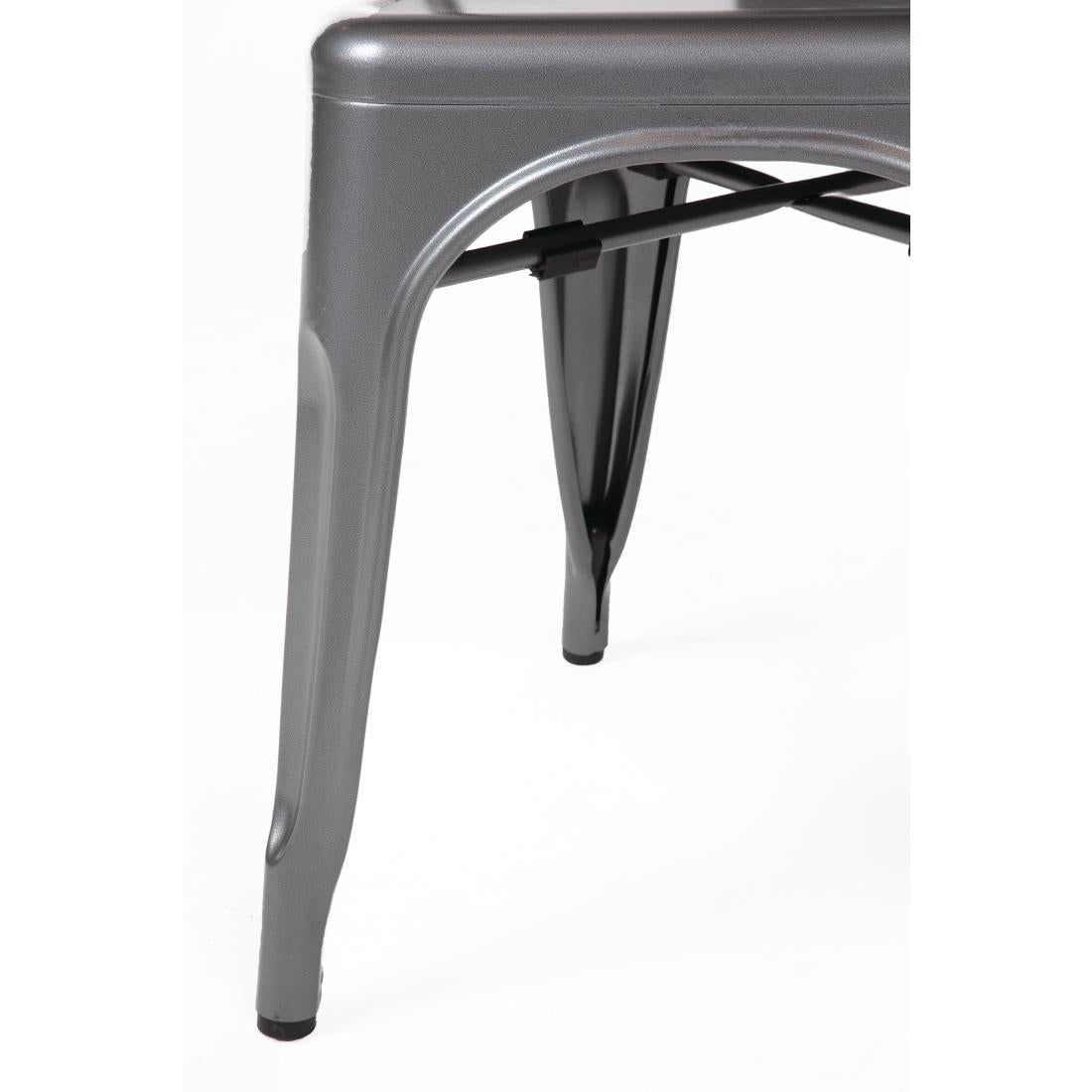 Bolero Bistro Steel Side Chairs Gun Metal Grey (4 Pack)