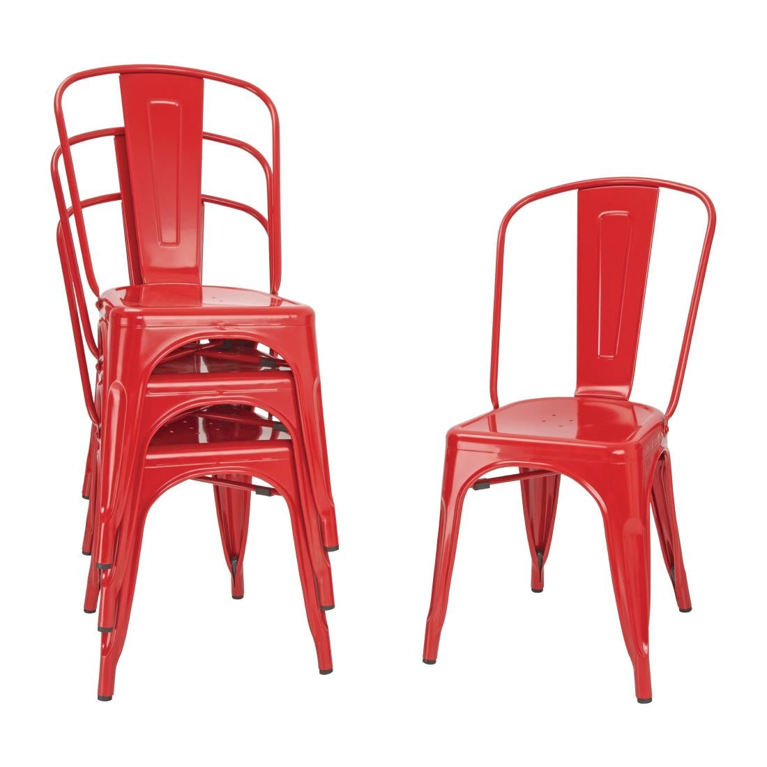 Bolero Bistro Steel Side Chair Red (4 Pack)