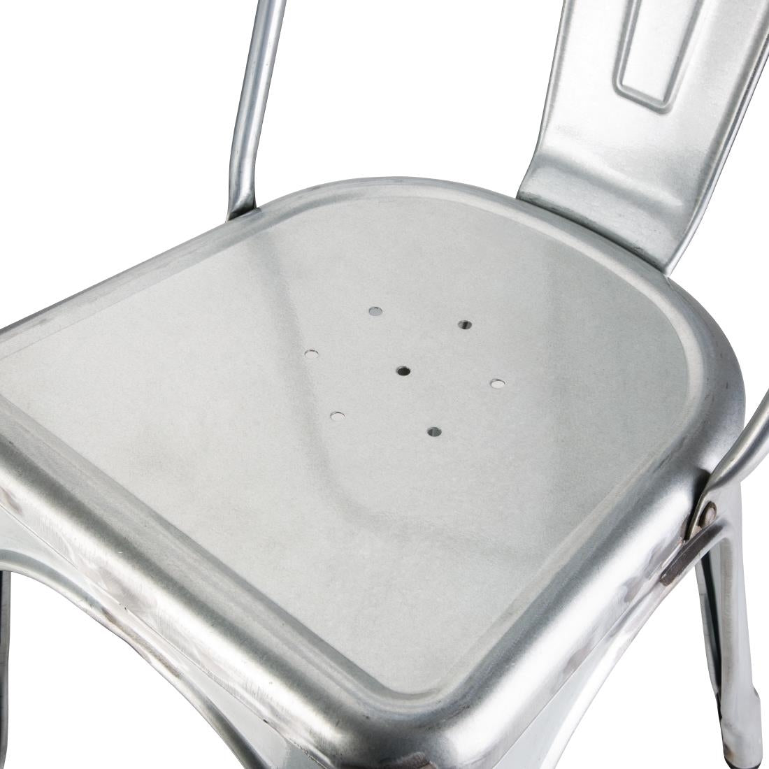 Bolero Bistro Galvanised Steel Side Chairs (4 Pack)