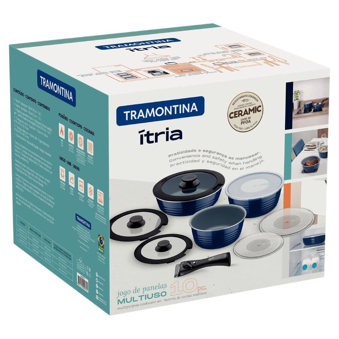 Tramontina Ítria 10-Piece Nesting Cookware Set Navy