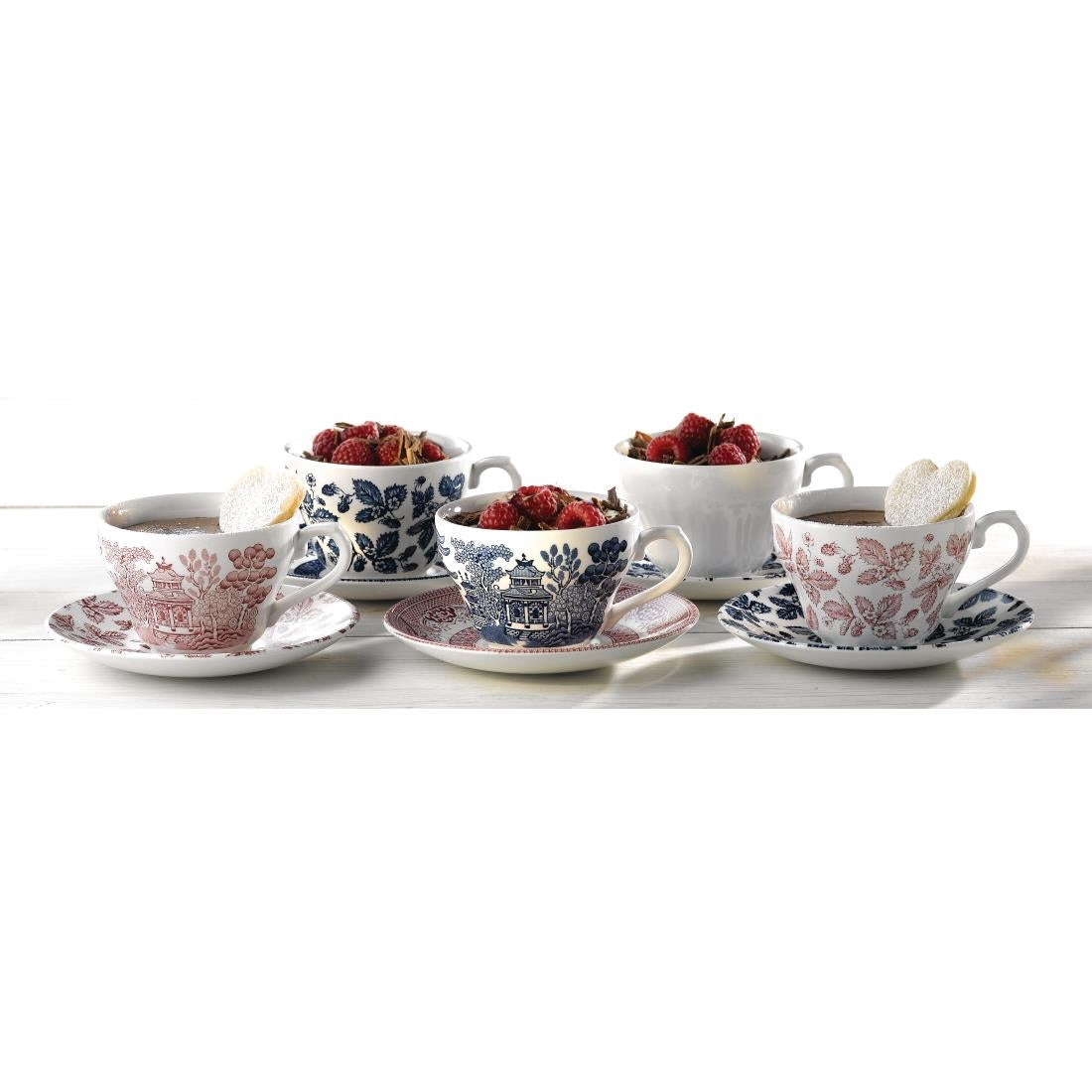 Churchill Vintage Prints Georgian TeaCups Blue 200ml (12 Pack)