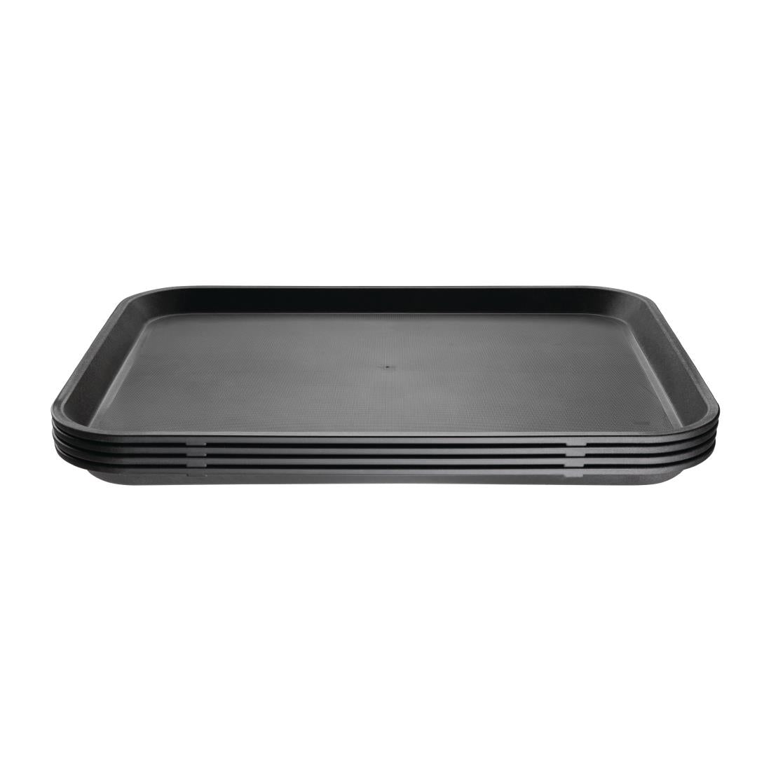 Olympia Kristallon Polypropylene Rectangular Non-Slip Tray Black 405mm