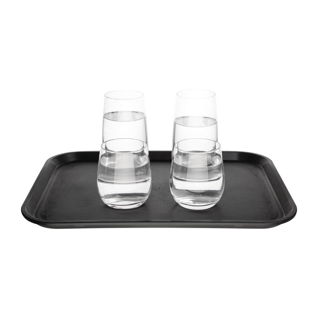 Olympia Kristallon Polypropylene Rectangular Non-Slip Tray Black 405mm