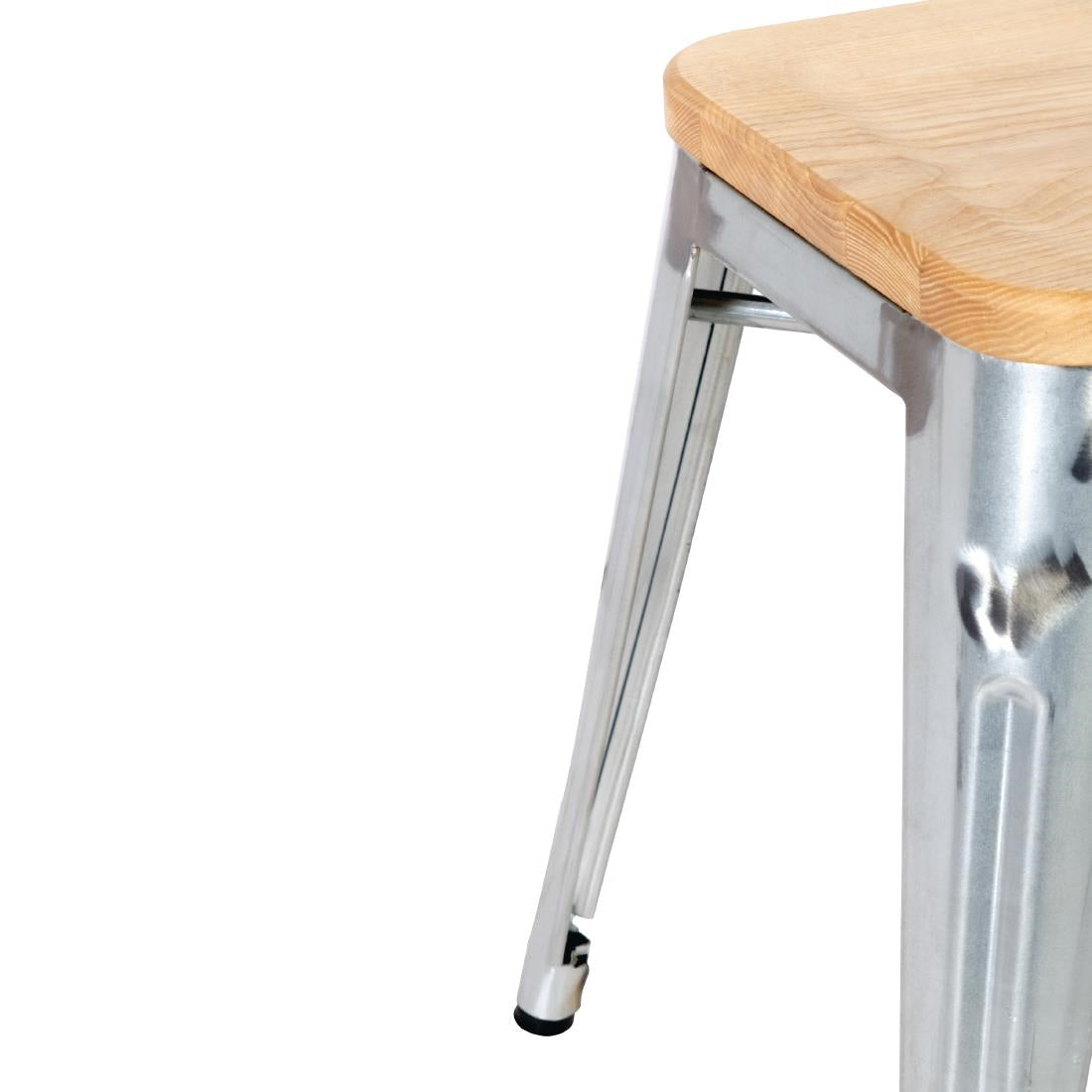 Bolero Bistro Low Stools with Wooden Seat Pad Galvanised Steel (4 pack)