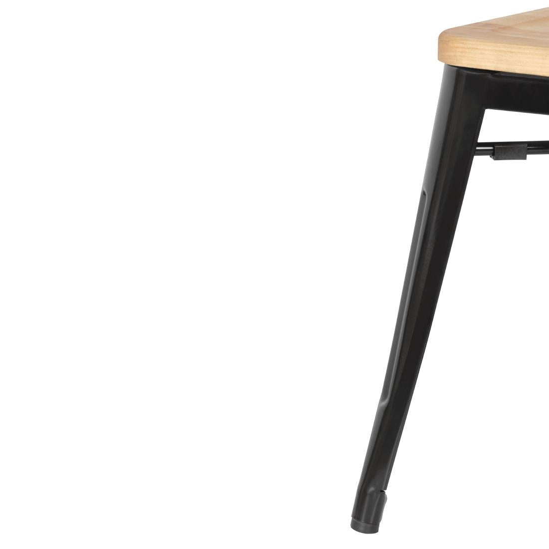 Bolero Bistro Low Stools with Wooden Seat Pad Black (4 pack)