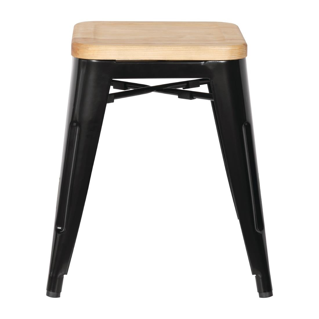 Bolero Bistro Low Stools with Wooden Seat Pad Black (4 pack)
