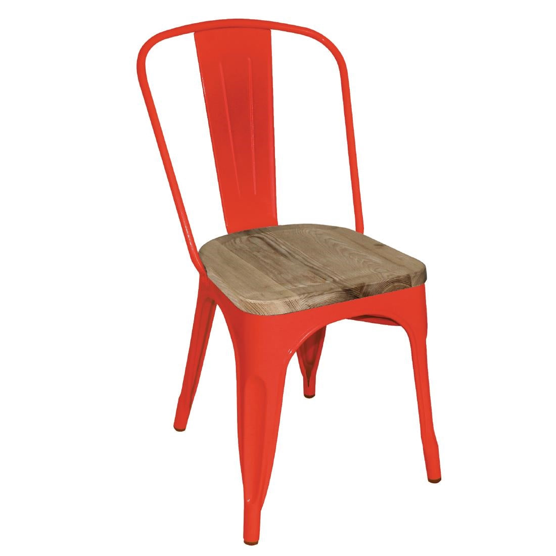 Bolero Bistro Side Chairs with Wooden Seat Pad Red (4 Pack)