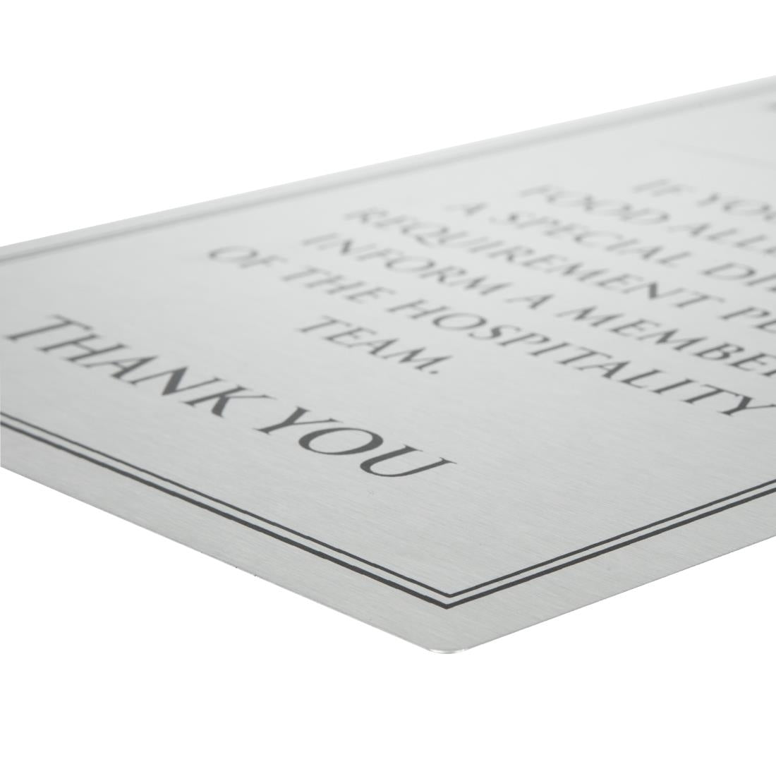 Vogue Brushed Steel Food Allergy Sign A4