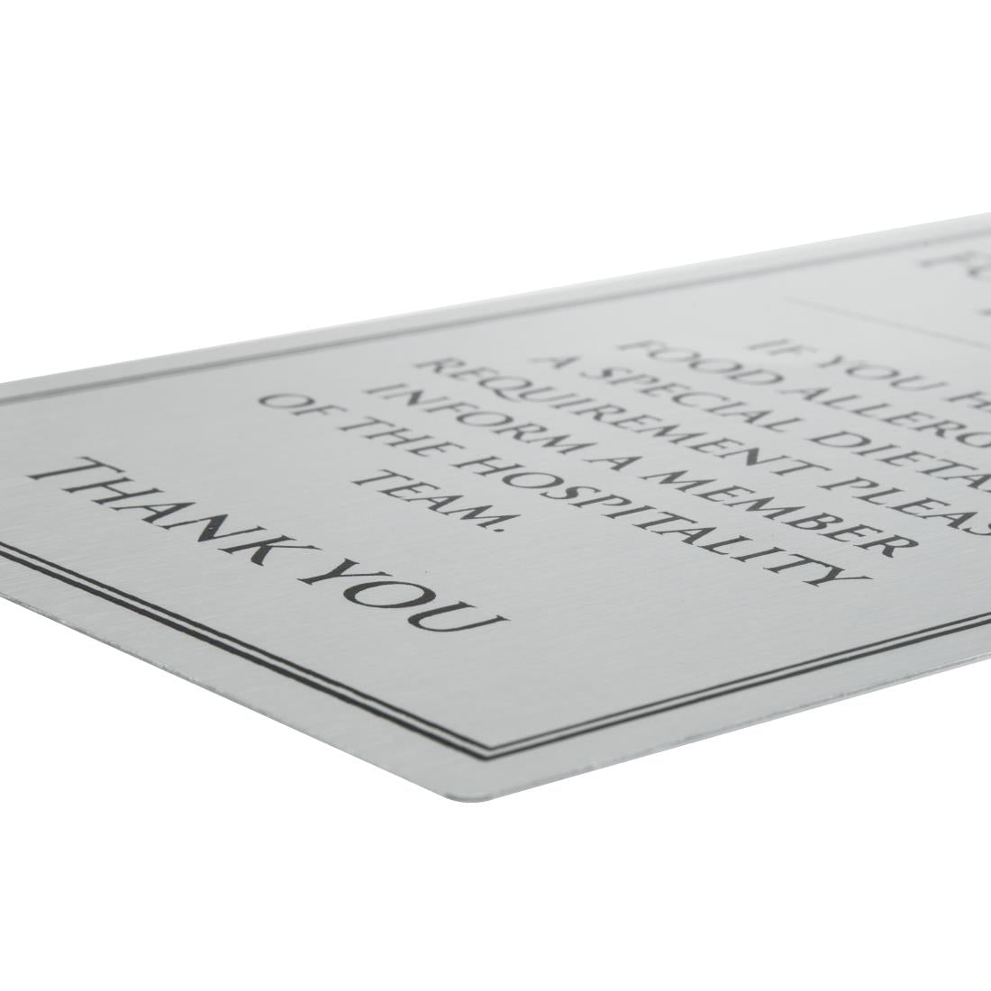 Vogue Brushed Steel Food Allergy Sign A5