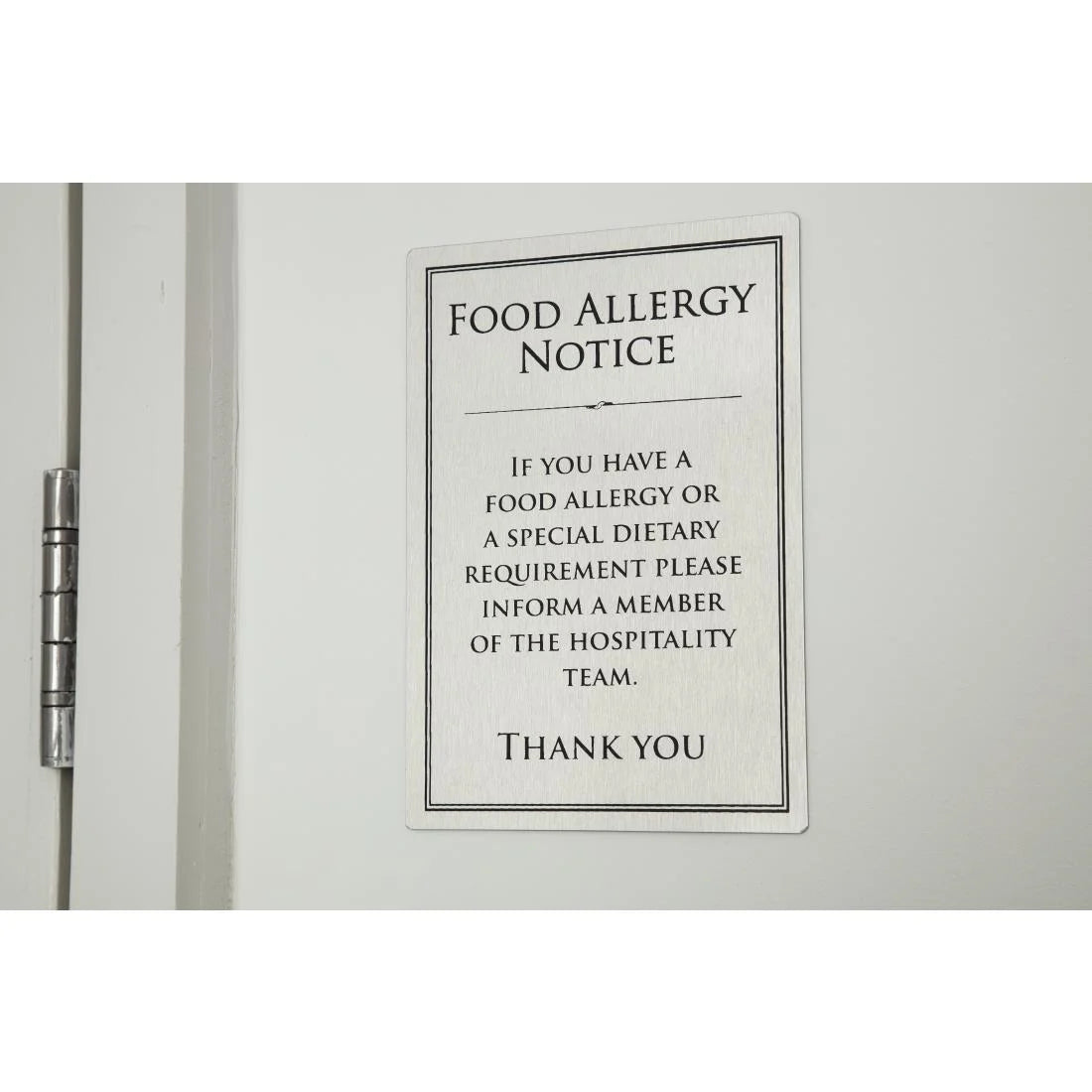 Vogue Brushed Steel Food Allergy Sign A5