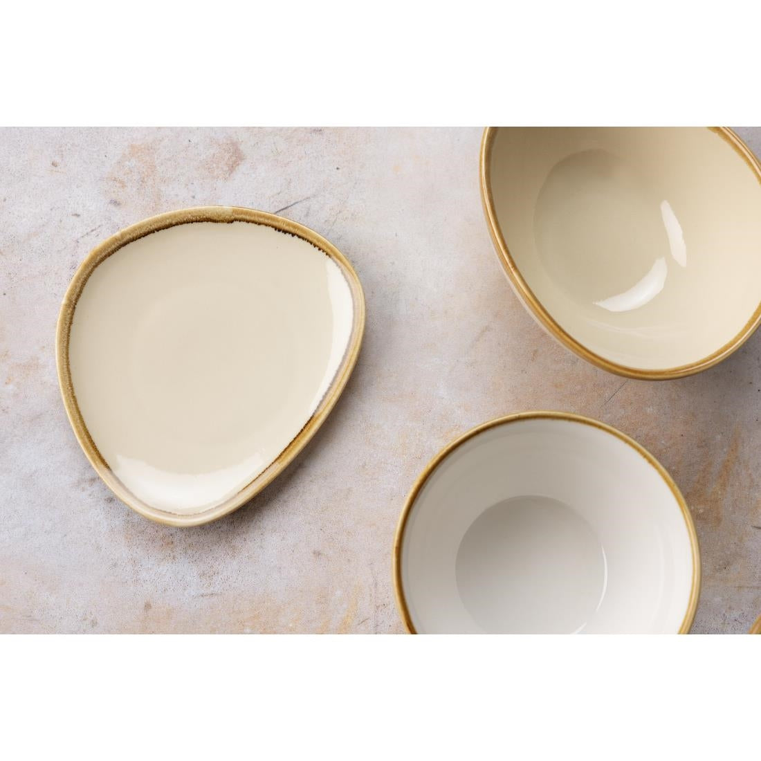 Olympia Kiln Triangular Side Plates Sandstone 165mm (6 Pack)