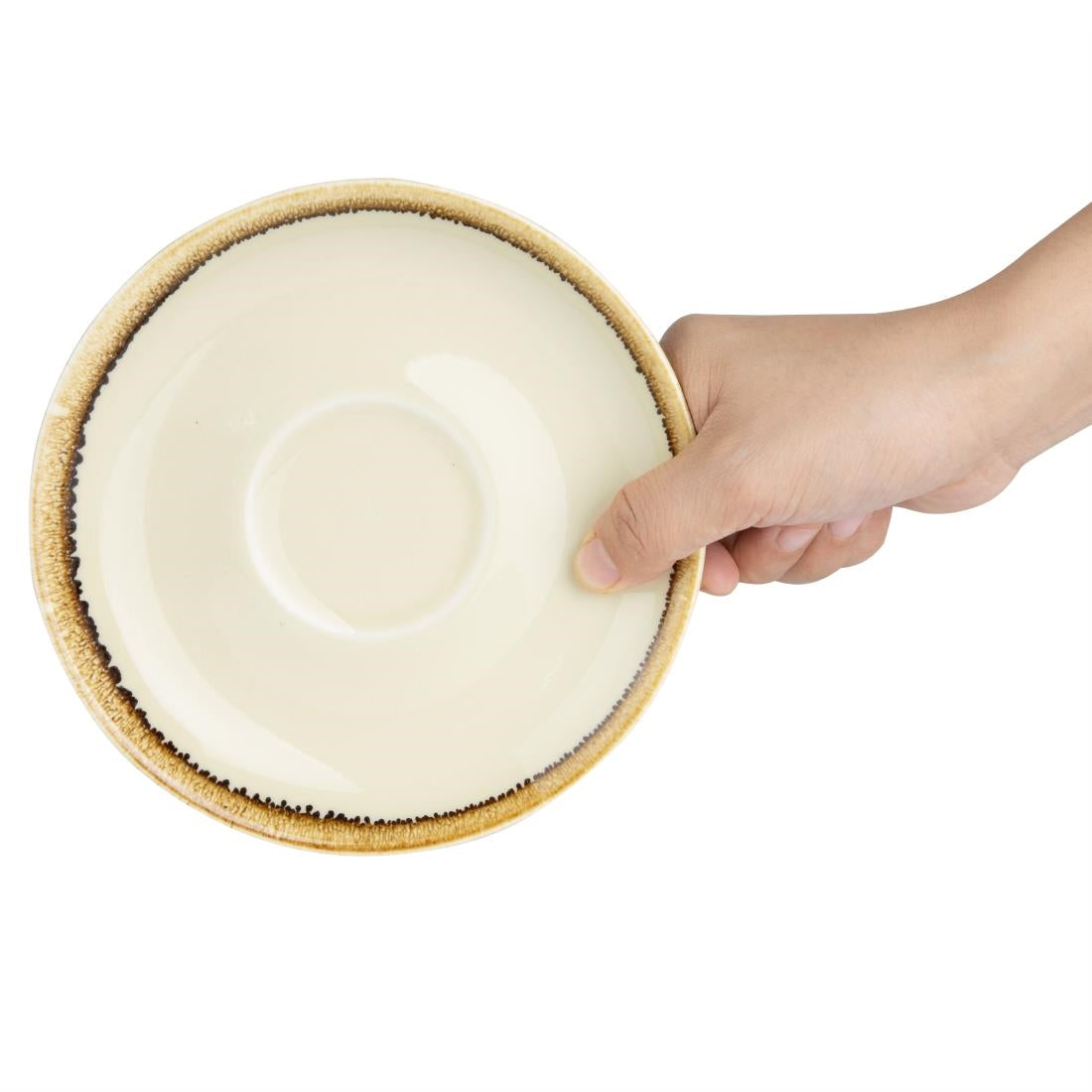 Olympia Kiln Cappuccino Saucers Sandstone 160mm (6 Pack)