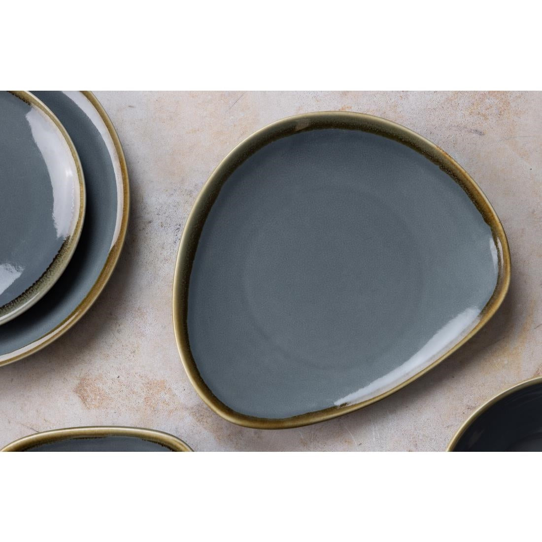 Olympia Kiln Triangular Side Plates Ocean 230mm (6 Pack)