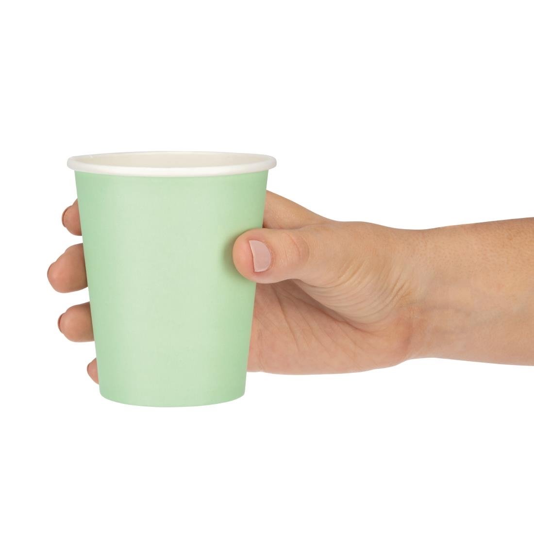 Fiesta Recyclable Coffee Cups Single Wall Turquoise 225ml / 8oz (50 Pack)