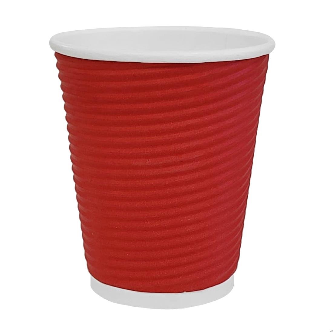 Fiesta Recyclable Coffee Cups Ripple Wall Red 225ml / 8oz (500 Pack)