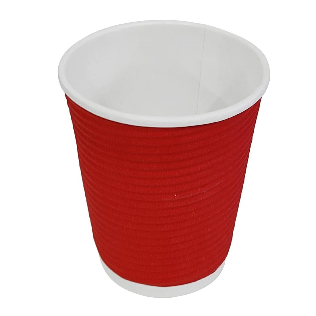 Fiesta Recyclable Coffee Cups Ripple Wall Red 225ml / 8oz (25 Pack)