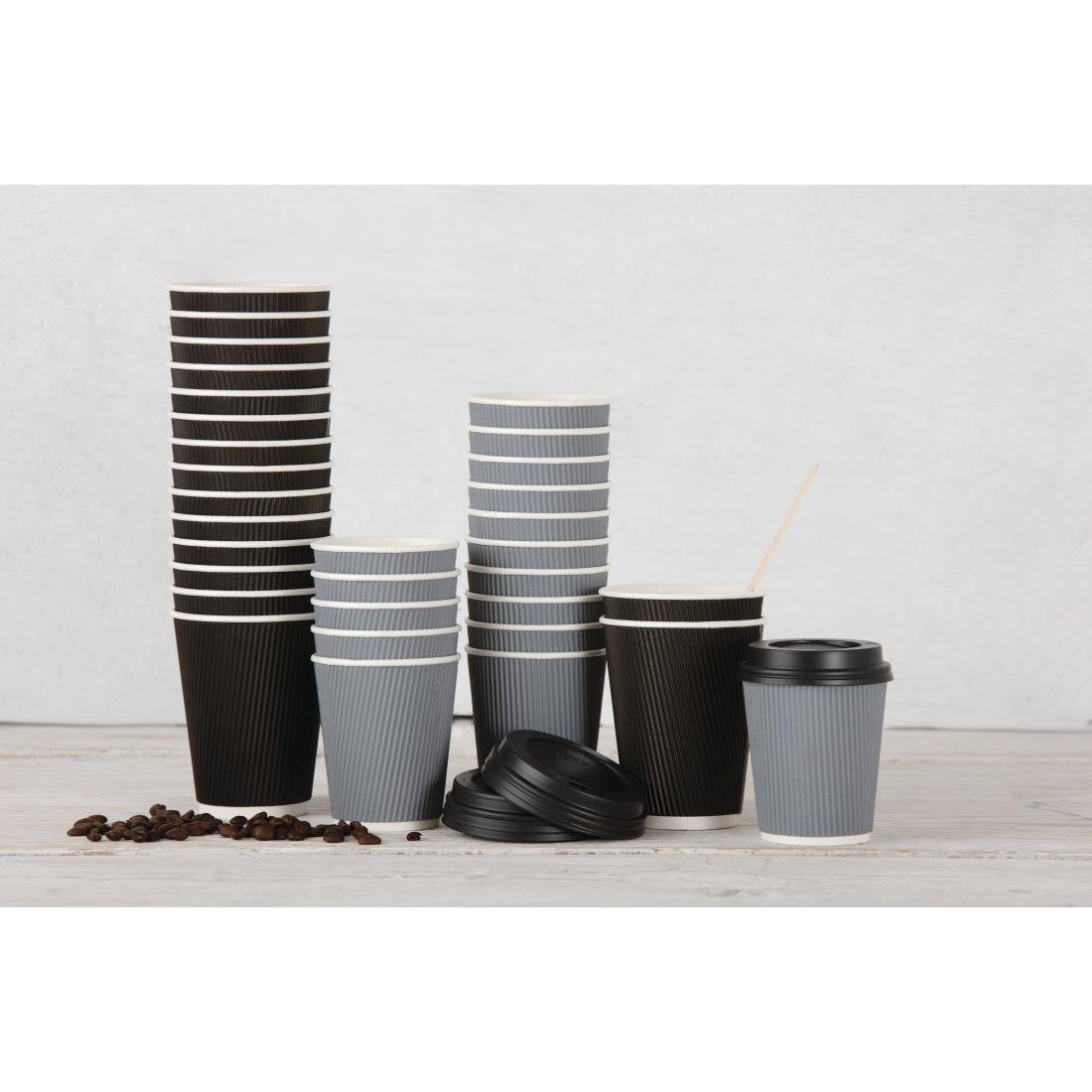 Fiesta Recyclable Coffee Cup Lids Black 340ml / 12oz & 455ml / 16oz (1000 Pack)