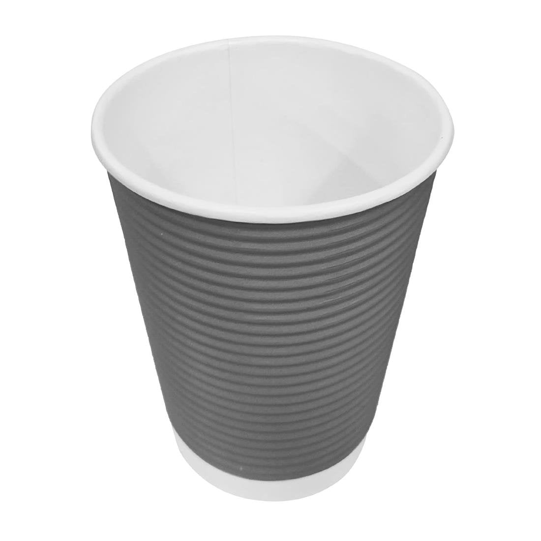 Fiesta Recyclable Coffee Cups Ripple Wall Charcoal 225ml / 8oz (25 Pack)