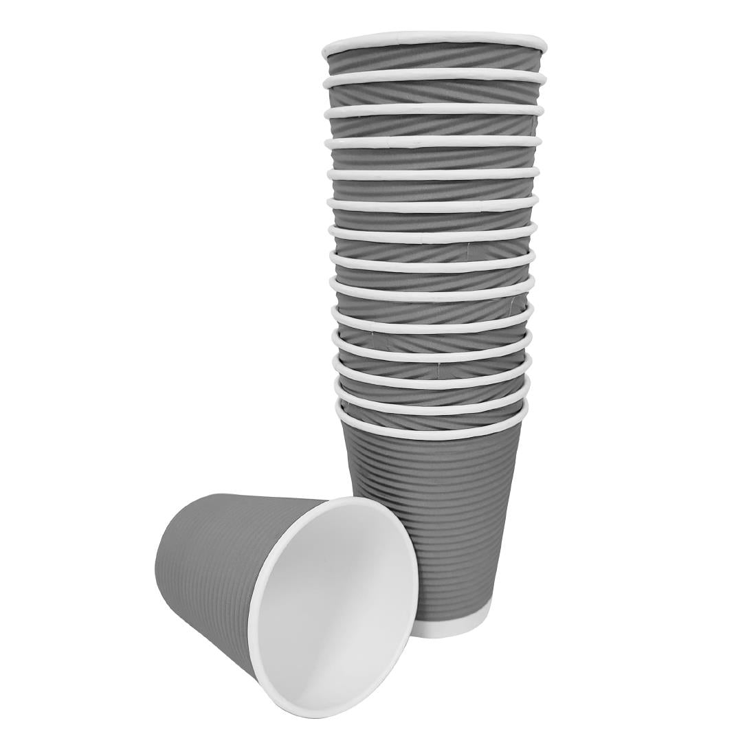 Fiesta Recyclable Coffee Cups Ripple Wall Charcoal 340ml / 12oz (25 Pack)