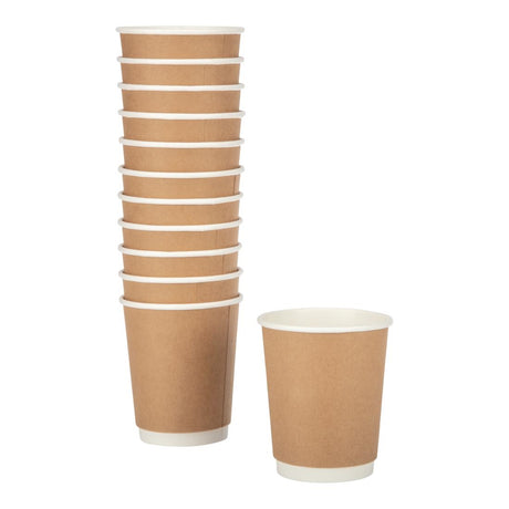 Fiesta Recyclable Coffee Cups Double Wall Kraft 225ml / 8oz (500 Pack)
