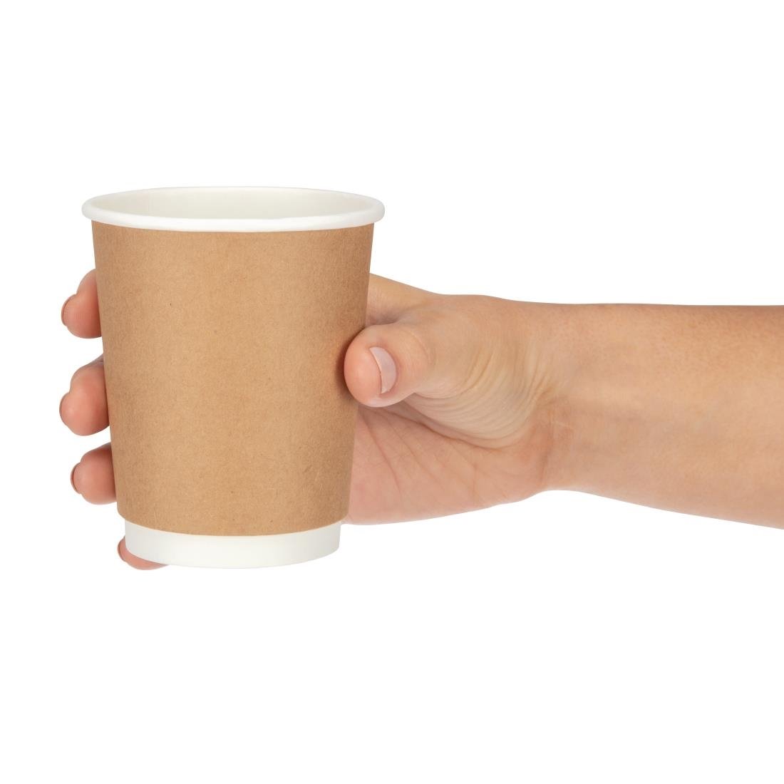 Fiesta Recyclable Coffee Cups Double Wall Kraft 225ml / 8oz (25 Pack)