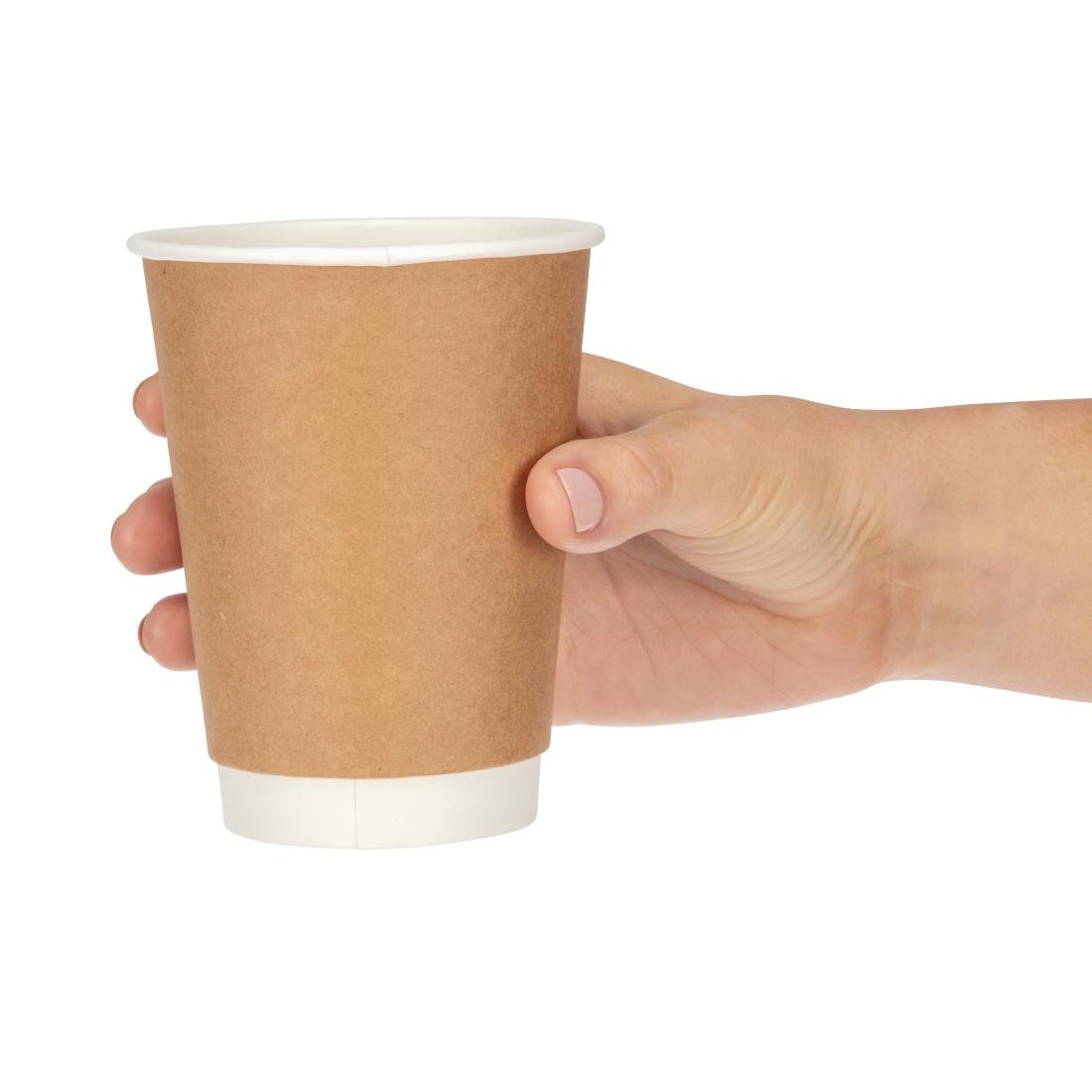 Fiesta Recyclable Coffee Cups Double Wall Kraft 340ml / 12oz (25 Pack)
