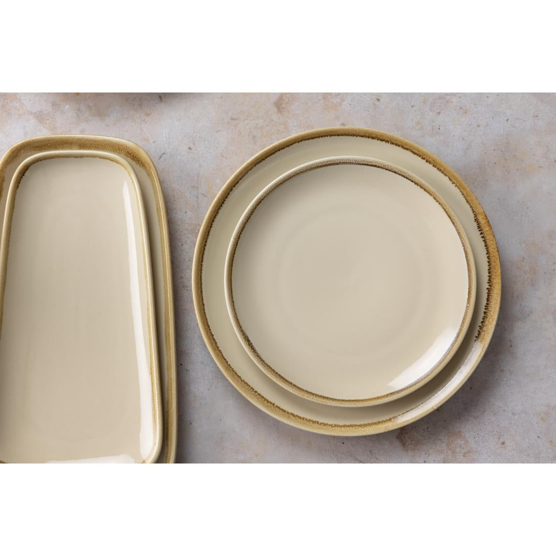 Olympia Kiln Round Coupe Plates Sandstone 230mm (6 Pack)